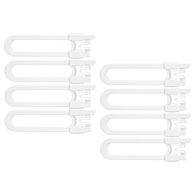 [Australia] - Vmaisi 8 Pack Baby Sliding Cabinet Locks - Adjustable U Shaped Child Safety Locks,Childproof Latches for Kitchen Bathroom Storage Cupboards Doors, Handles and Knobs White 