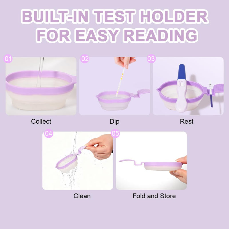 Urine Cups for Ovulation & Pregnancy Tests 2 Pack Reusable Pee Cup Collapsible Specimen Container Urine Sample Detection