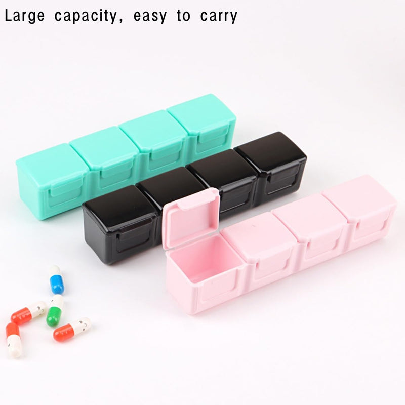 3 Pieces Pill Organizer, 4 Compartments Moisture Proof Pill Box Pocket Purse Portable Travel Vitamin Container Medicine Case 3pcs 4 Compartments Pill Case