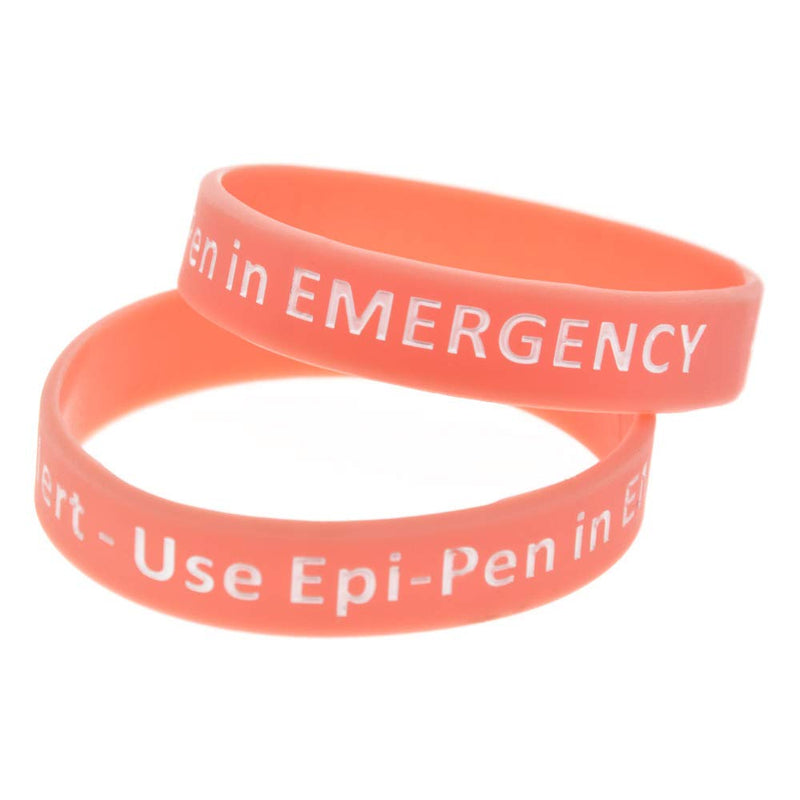 [Australia] - Lyndong 4 Pack Anaphylaxis Alert Bracelet Use Epi-Pen in Emergency Silicone Medical Alert Awareness Identification Wristbands for Man Women Black, Pink, Green, Blue 