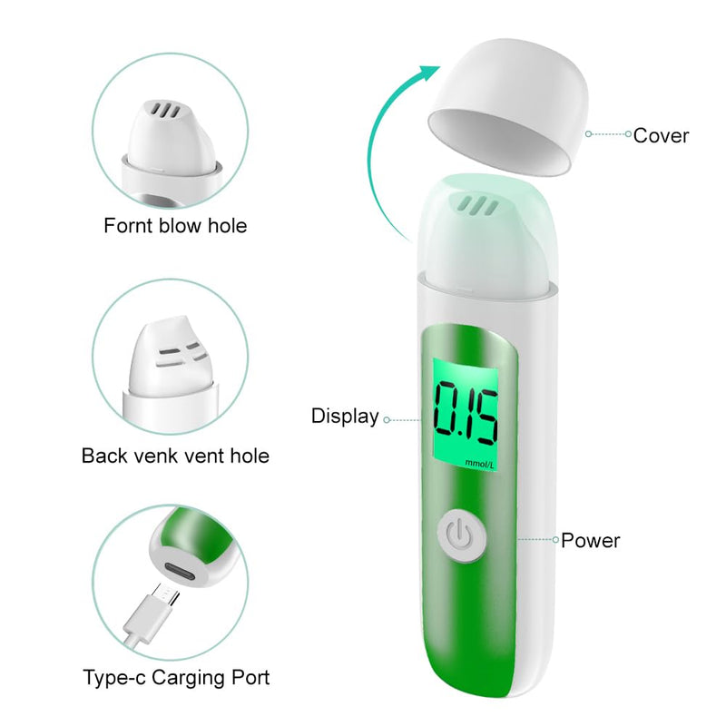[Australia] - Ketone Breath Meter, Digital Ketosis Tester, Accurate Measurement, Help Monitor Your Weight & Ketosis(mool/L) Silver 