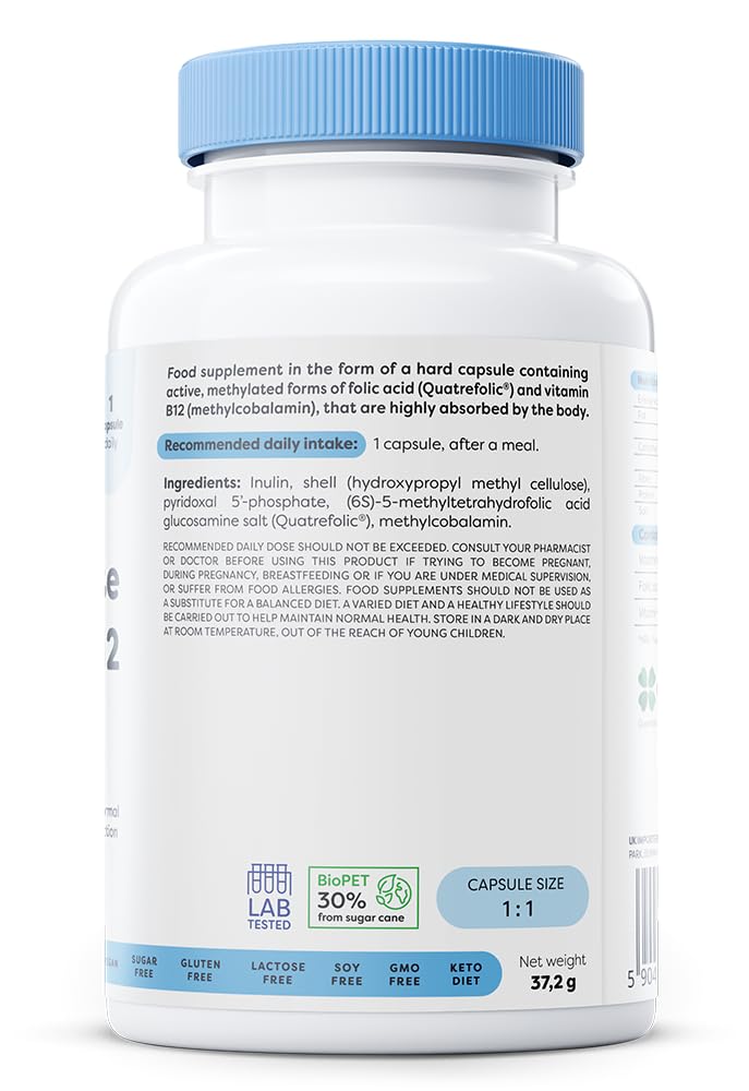 Osavi Methylfolate & Methyl–B12 – 120 Vegan Capsules | Active, Methylated Forms of Folate & B12 | Supports Immune System, Psychological Functions & Reduces Fatigue