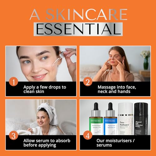 BRIGHTENING VITAMIN C SERUM with Niacinamide, Beta Glucan & Hyaluronic Acid - Anti Aging & Hydrating Vitamin Illuminating Serum & Dark Spot Corrector - Hidratante Facial for Men & Women by DERMAWORKS