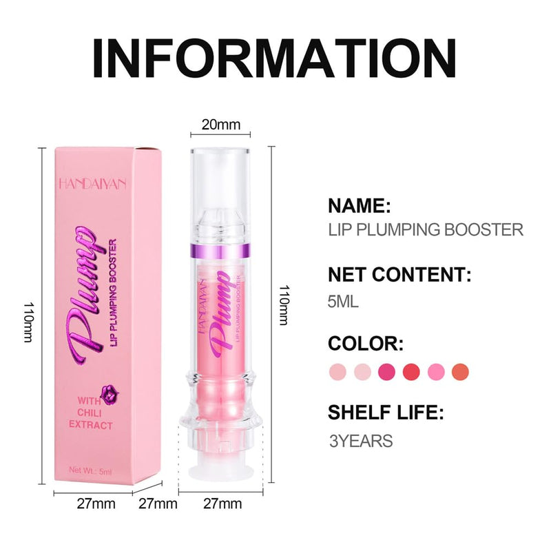 WenFeng Spicy Lip Plumping Booster,Plumping Lip Oil with Chili Extract,Plump and Pout Lip Plumper for Women Girls,Fuller Lips Instantly,Hydrating,High-Shine (01) 01