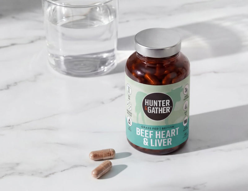Hunter & Gather Beef Heart & Liver Capsules 180 | 100% British Grass-Fed | Freeze-Dried Whole Food Organ Supplement | No Fillers, Binders or Synthetic Vitamins | Nose-to-Tail Nutrition | 30 Servings