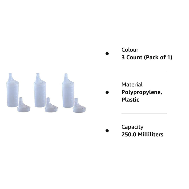 Plastic Feeding Cup with 2 LIDS - Adult Feeder Beaker with Large and Narrow spout - Hospital Mug. (3) 3