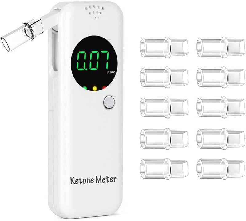 [Australia] - Portable Ketone Breath Tester, Digital Ketone Breath Meter, Ketosis Breath Tester to Determine Ketone Status, with 10 Interchangeable Mouthpieces 