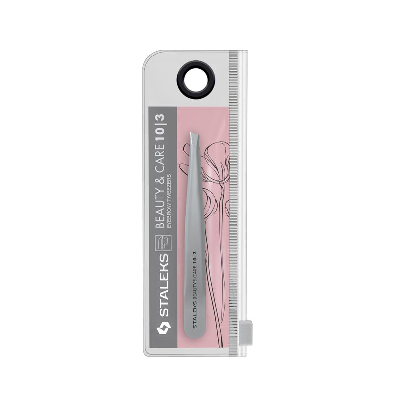 STALEKS BEAUTY & CARE 10 Type 3 Eyebrow Tweezers – Wide Beveled Stainless Steel for Thick Brows & Home Hair Removal