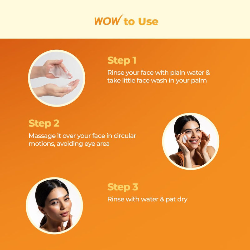 WOW Skin Science Vitamin C Exfoliating Face Wash With Brush, Soft, Silicones Bristles, Foaming Cleanser For All Skin Type, Hydrate For Smooth Skin, Helps Remove Blackheads, Reduce Acne Breakout, 100ml 3.4 Fl Oz (Pack of 1)