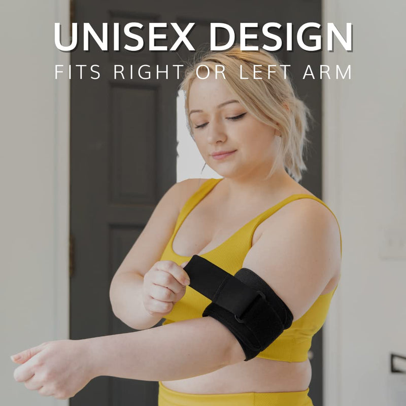[Australia] - BraceAbility Bicep Band - Upper Arm Compression Sleeve Support Brace for Tendonitis Treatment, Tears, Swelling Relief, Injuries, Tendon Rupture, Brachii Muscle Strains, Tricep Pain Wrap (One Size) 