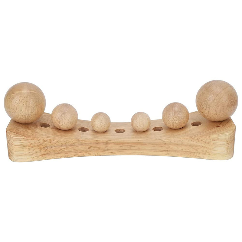 [Australia] - Wooden Point Massager, Psoas Muscle Release Tool, 6 Massage Heads, Back, Waist, Shoulder, Neck, Hips, Pelvic Correction, Manual/Hand-Powered 