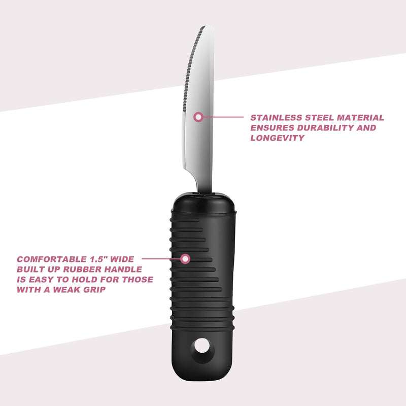 [Australia] - Adaptive Utensils,Easy Grip Silverware,Built Up Bendable Fork,Teaspoon,Tablespoon and Knife for Elderly,Hand Tremors,Arthritis and Parkinson's Patients,4 Piece Set 