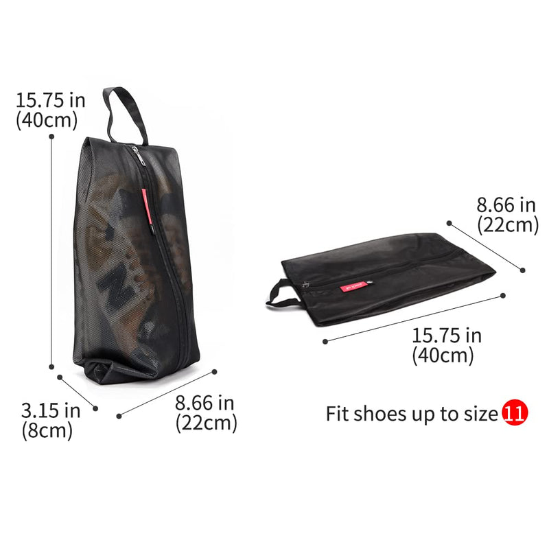 pack all Travel Accessories Bundle | Shoe Bag (2 Pack Black) & TSA Approved Cable Luggage Locks (4 Pack Grey)