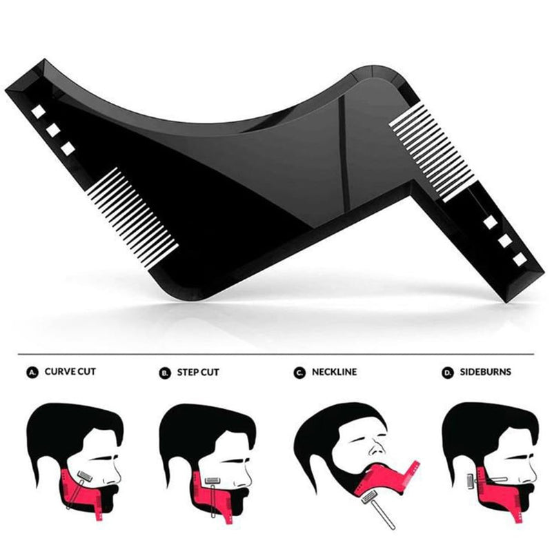 [Australia] - ZUWIJEQ beard stencil, 2 pieces beard stencil, beard comb, beard care, beard shapes for chin beard, sideburns, neck, beard stencil for easy cutting, beard comb styling tool, contour of the beard line 