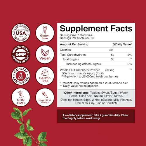 Bundle of Natural Cranberry Gummies for Women and Men and Extra Strength Zinc for Adults - Extra Strength Delicious Antioxidant Cranberry Chews - Chewable Zinc Citrate 50mg Immunity