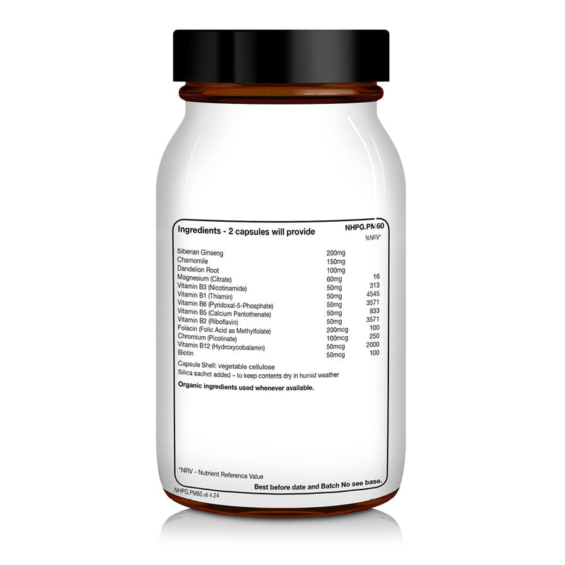 NHP Advanced - PM Support A Vegan Multivitamin for Women to Support Hormone Balance, Reduce Fatigue, and Enhance Stress Relief with Active Nutrients & Herbal Ingredients 60 Vegan Capsules