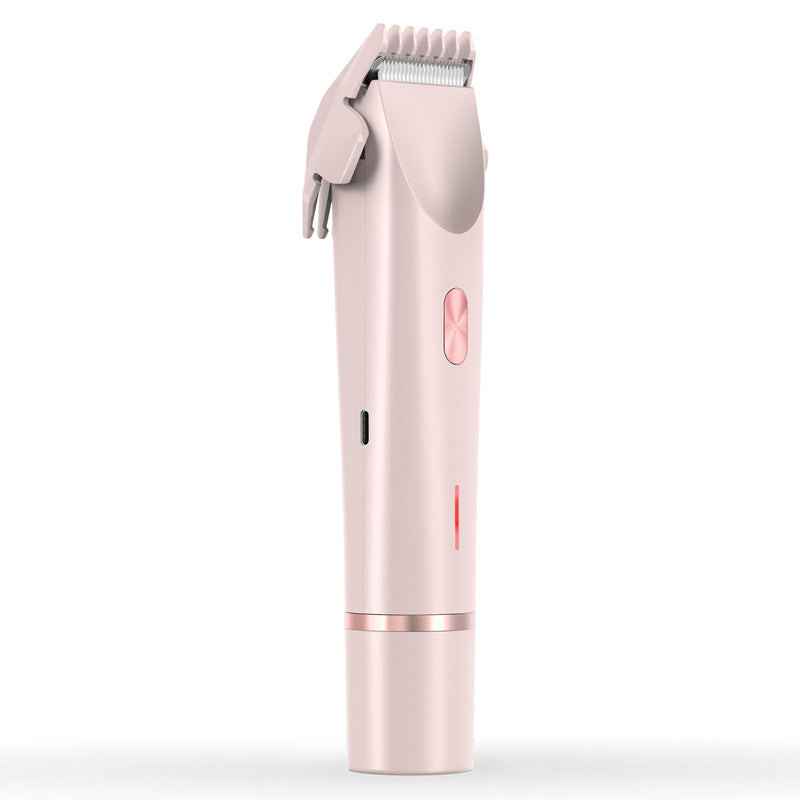 Women's Electric Shaver Bikini Trimmer for Women Razors 2-in-1 Dual Head Design IPX7 Waterproof Wet & Dry Use Body Groomer Hair Trimmer Remover for Facial Underarm Arm Face Leg Bikini (Pink) Pink
