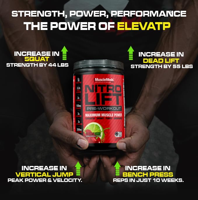 MuscleMeds Nitro Lift Pre Workout Enhance Endurance and Muscle Performance, Cherry Lime, 40 Servings 1.04 Pound (Pack of 1)