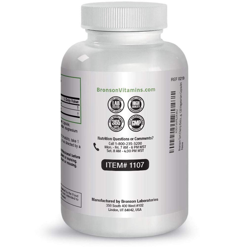 [Australia] - Bronson Tart Cherry Extract + Celery Seed Capsules - Powerful Uric Acid Cleanse, Joint Mobility Support & Muscle Recovery Supplement - Non GMO Formula, 120 Vegetarian Capsules Unflavoured 120 Count (Pack of 1) 