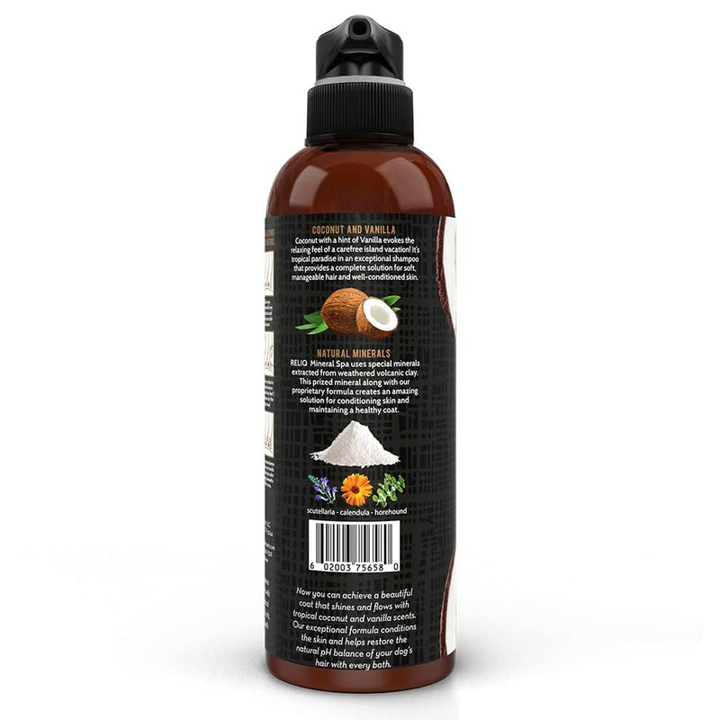 RELIQ Natural Mineral SPA Shampoo Coconut for Dog/Puppy. No soap no Oatmeal Formula. Tear Free and Long Lasting Odor Control. Super Soft and Shiny Coat After wash. - PawsPlanet Australia