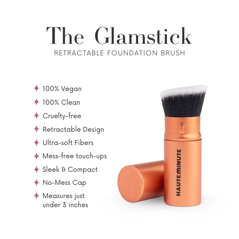 Mini Glam Bag, Skin Caring Concealer (Porcelain) & Mini Glamstick Retractable Foundation Brush