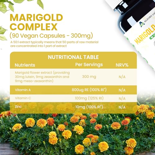 Lutein 30mg, Zeaxanthin 9mg & Meso-Zeaxanthin 9mg | Triple Carotenoid Eye Complex | Normal Vision Support | Vitamin A, C & Zinc | 90 Vegan Capsules | GMP & 3rd Party Lab Tested