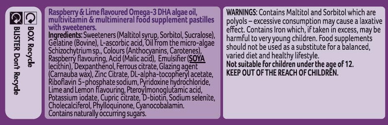 Bassetts Pregnancy+ Omega-3 DHA Multivitamins & Multiminerals Raspberry & Lime Flavour 30 Gummies 30 count (Pack of 1)