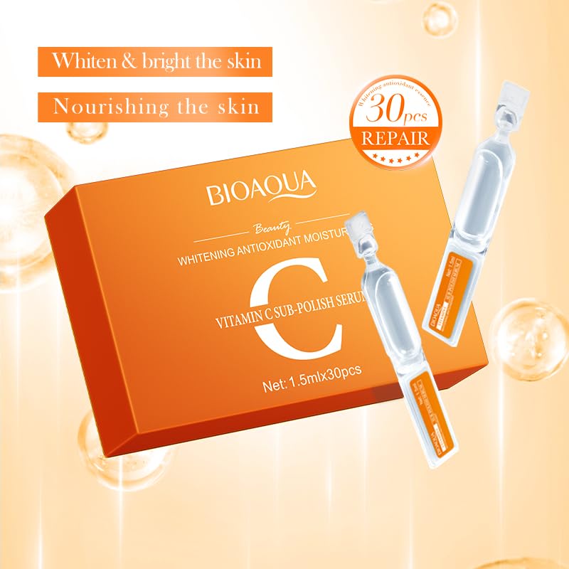 Vitamin C Serum for Face with Hyaluronic Acid – 1.5ml x 30PCS | Brightening Hydrating Facial Serum, Travel Size Skincare for Glowing Skin(1.52 Fl Oz (Pack of 1)) 1.52 Fl Oz (Pack of 1) Vitamin C