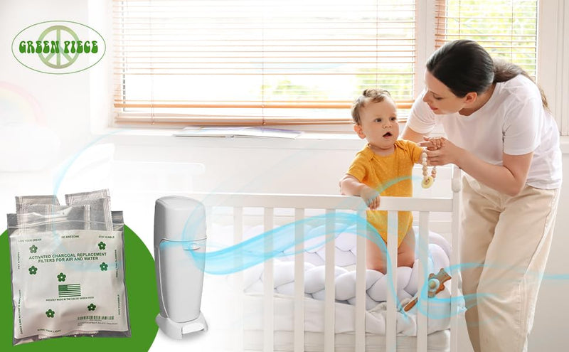 [Australia] - Green Piece® 24 Pack Overstuffed All-Natural Diaper Pail Deodorizer | Activated Charcoal Air Purifier Compatible with Diaper Pails, Shoe Closets, Trash Cans, Pets - Made in The USA by Green Piece 24 Count (Pack of 1) 
