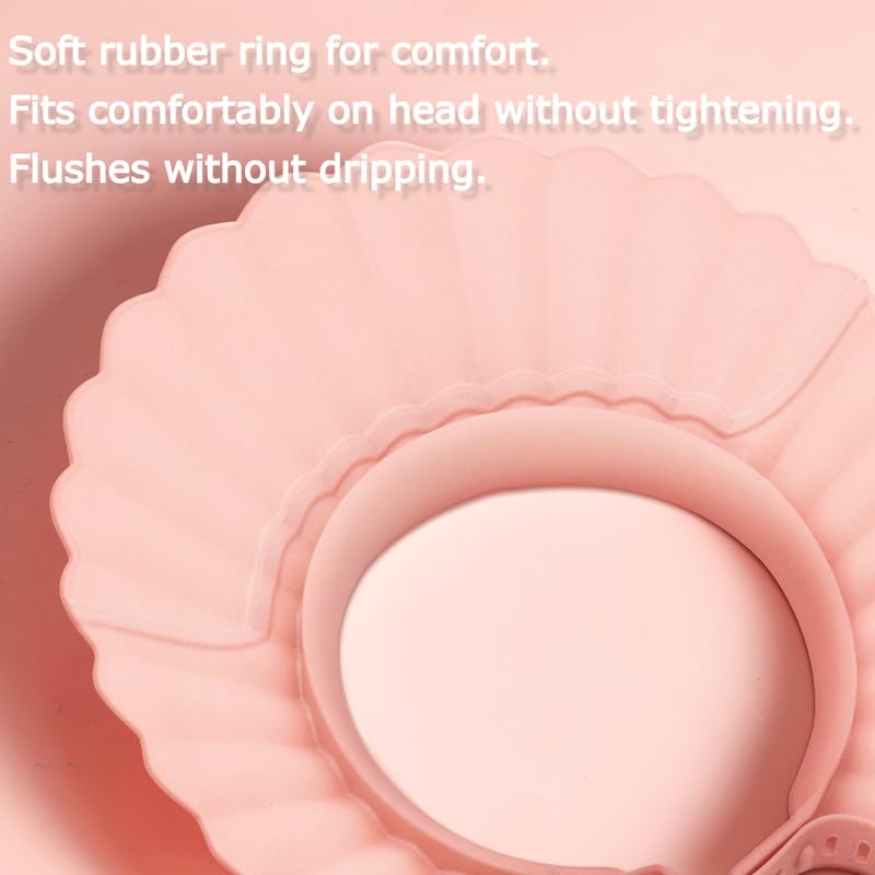 [Australia] - Baby Shower Cap Shield, Pink Bathing Cap Bath Hat Bathing Safe Silicone Protection, Soft Adjustable Visor Hat for Protector Head Eye Ear 