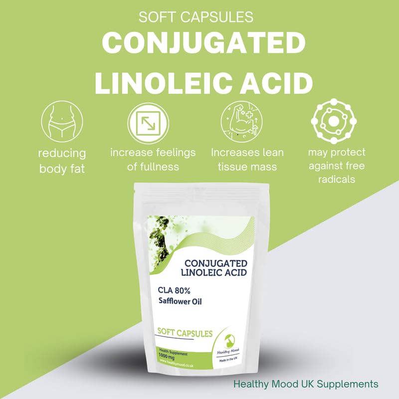 Conjugated Linoleic Acid 1000mg CLA 80% 250 Soft Capsules - Choose Your Packet Size - LetterBox Friendly UK Fast Delivery -