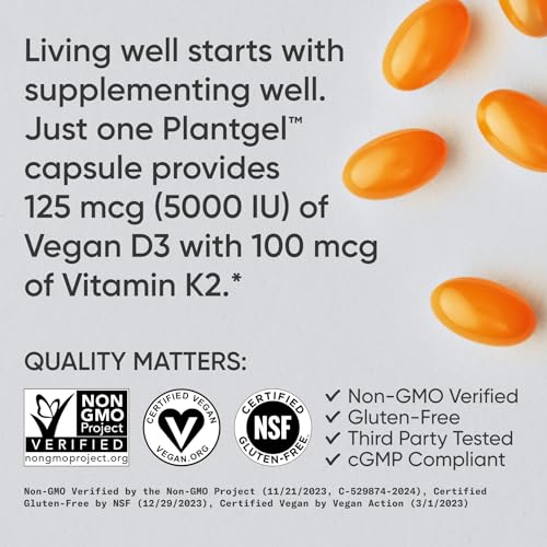 Sports Research® Triple Strength Omega 3 Fish Oil 1250mg EPA & DHA from Wild Alaska Pollock Burpless Supplement Sustainably Sourced and Vitamin D3 K2 with Coconut Oil Plant Based Vegan Certified