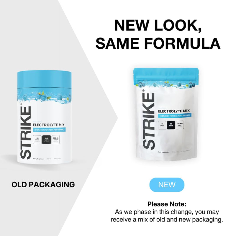Strike Electrolytes | Zero Sugar Hydration Sachets with Sodium, Magnesium, Vitamin C & Trace Minerals | Vegan, Keto, Gluten-Free | Daily Electrolytes Powder (30 Sachets, Berry Fusion) 30 Sachets