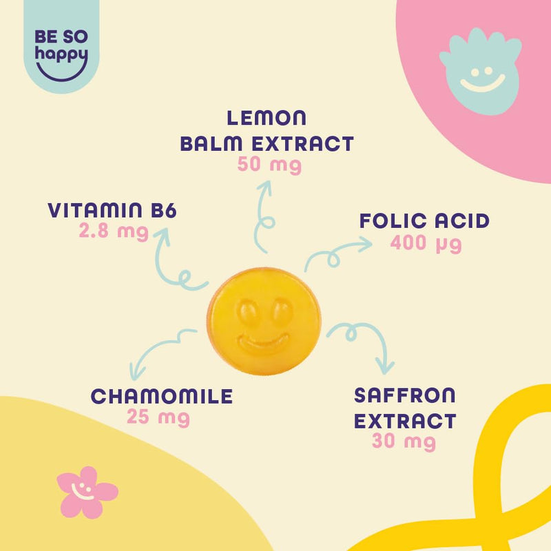 Gummies for Stress | with Saffron, Lemon Balm, Chamomile and Vitamin B6 | for a Positive Mood and Tranquility | 60 Gummies | Vegan, Gluten and Lactose Free