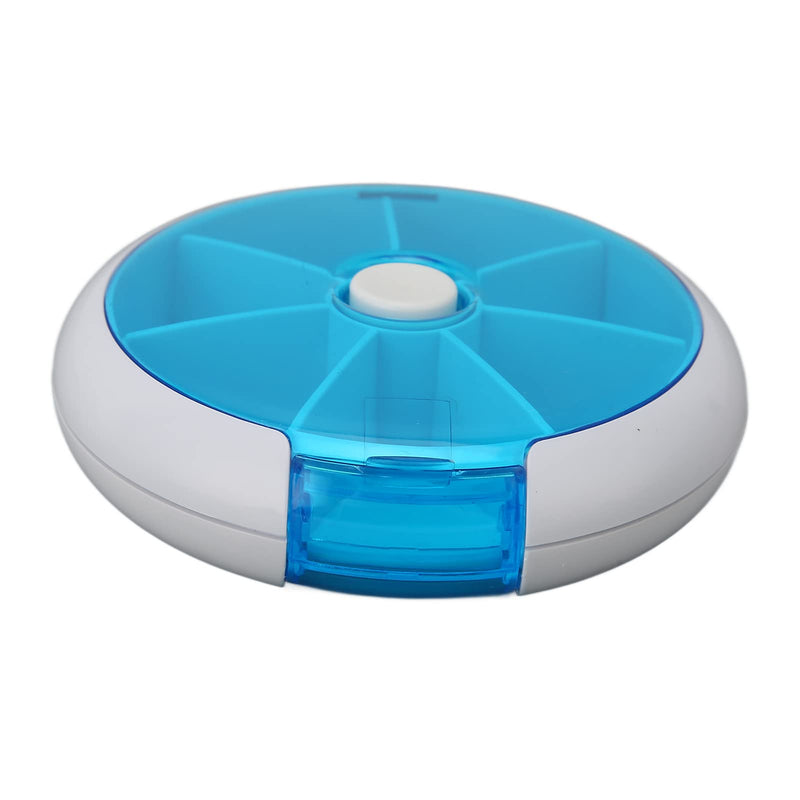 Yinhing Rotating Weekly Organizer Round 7 Day Case Supplements for Vitamins Fish Oil Travel Home Use Blue Plastic