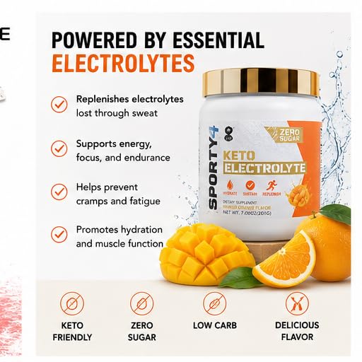 Keto-Pro Electrolytes Powder 30 Days Supply | 30 Servings Supporting Your Keto Fasting, Health & Fitness Goals | Orange Mango Flavour