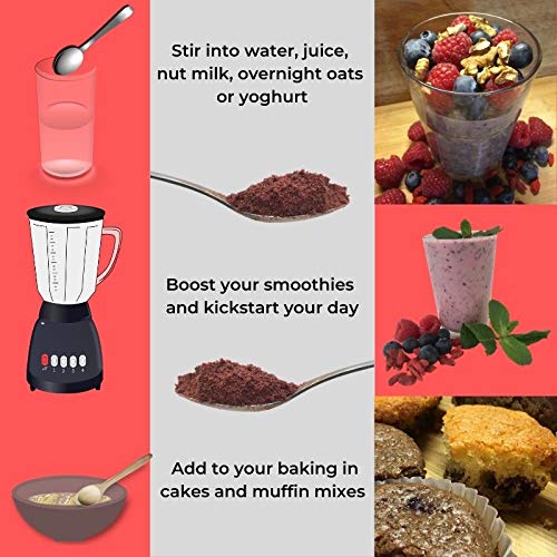 Red Berry Superfood Powder Blend - Evanmore Super Complete Reds Mix Vegan & Vegetarian Friendly Smoothie Juice Health Vitality Booster Supplement - 150g / 30 Servings - Natural Gluten Free Megablend