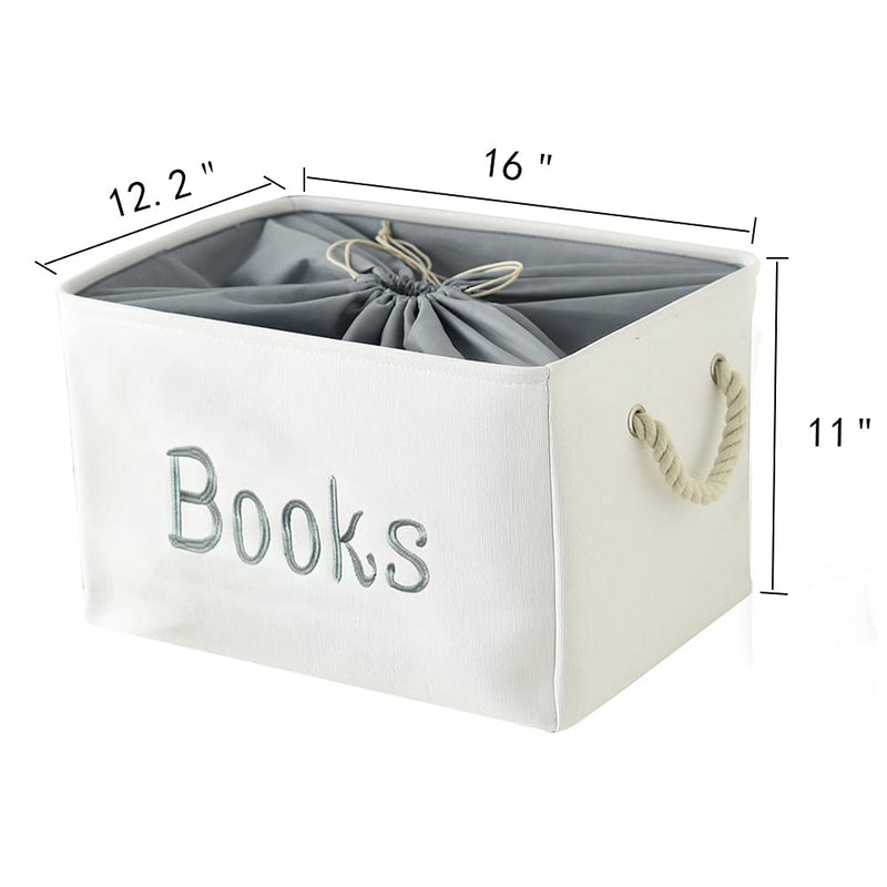 [Australia] - INough Book Basket for Kids Room, Book Storage Basket Book Organizer for Nursery Room Classroom Library Book Storage Box Collapsible Book Bins with Drawstring Closure for Cartoon Book Reading Books Large (Pack of 1) 