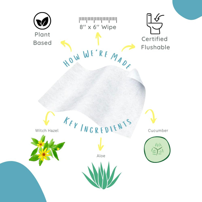 [Australia] - Stall Mates Wipes Witch Hazel: Flushable Wipes | Individually Wrapped | Travel Friendly | Soothing Witch Hazel | Unscented with Cucumber, Aloe and Chamomile | (30 on-the-go singles) 