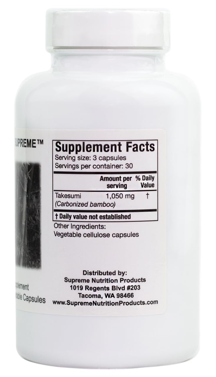 [Australia] - Supreme Nutrition Takesumi, 90 Pure Activated Bamboo Charcoal Vegetarian Capsules 