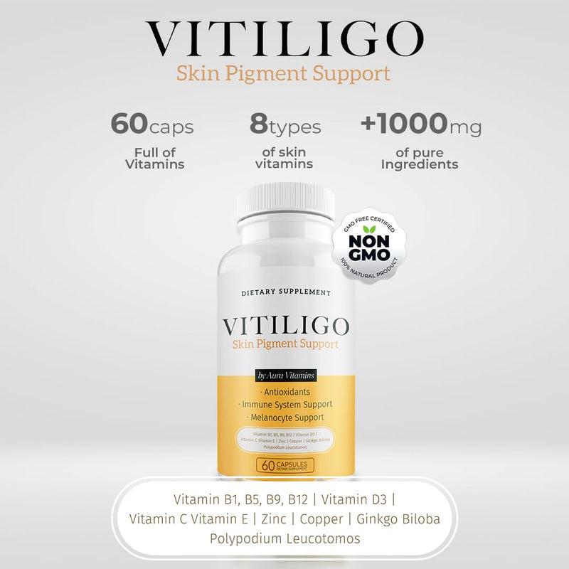 Dermawonder Vitiligo Capsules 60 Count | Effective Vitiligo Supplement | Reduce White Spots and Improve Skin Pigmentation Support | Suitable for All Skin | Natural Solution for White Spots on (3) 3