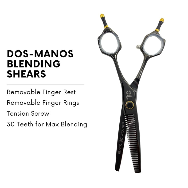 Dos Manos HIGH-END Razor Edge Series Barber Blending Hair Scissors - Japanese Stainless Steel Salon Scissors 6" Overall Length - Fine Adjustment Tension Screw Gold