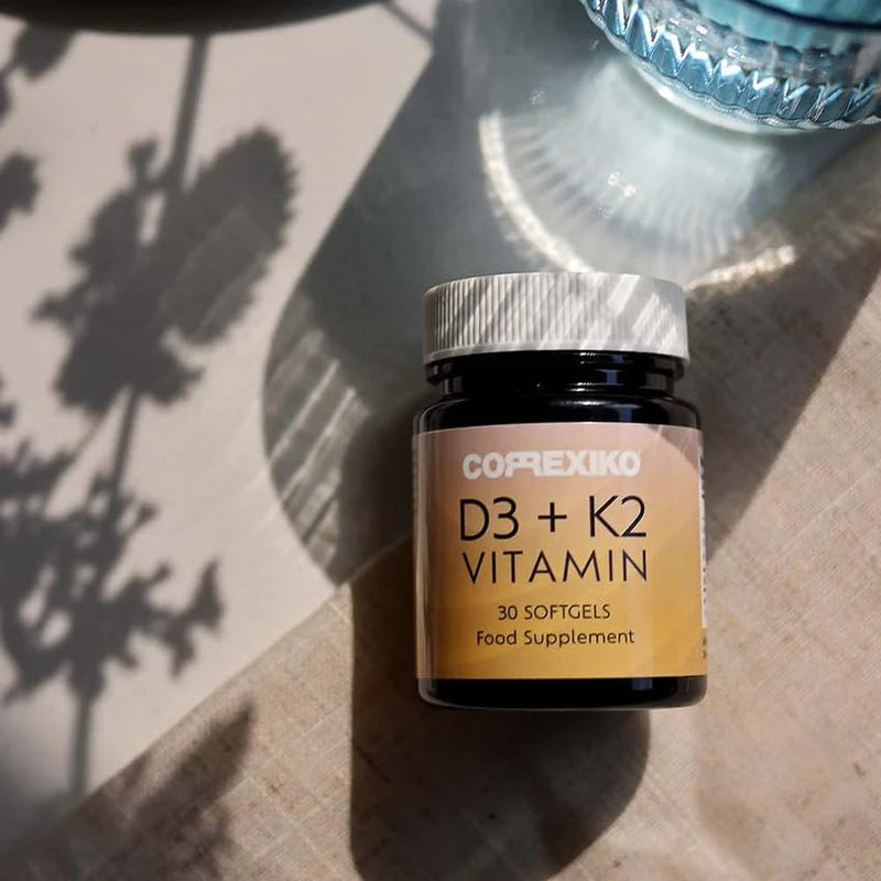 CORREXIKO Vitamin D3 + K12 Soft Gels - High Strength 2000 IU & MK-7 100 MCG - Supports Bones, Heart & Immunity - Protect Arteries from Calcium Buildup - Synergistic Formula - 30 Gels, 1 Month Supply