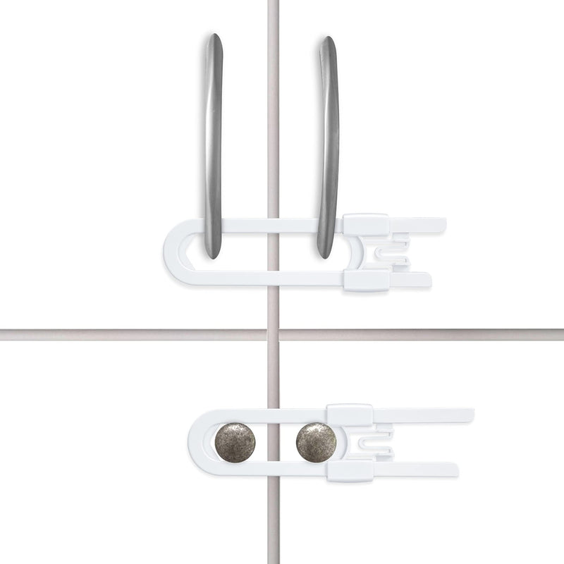 [Australia] - Vmaisi 8 Pack Baby Sliding Cabinet Locks - Adjustable U Shaped Child Safety Locks,Childproof Latches for Kitchen Bathroom Storage Cupboards Doors, Handles and Knobs White 