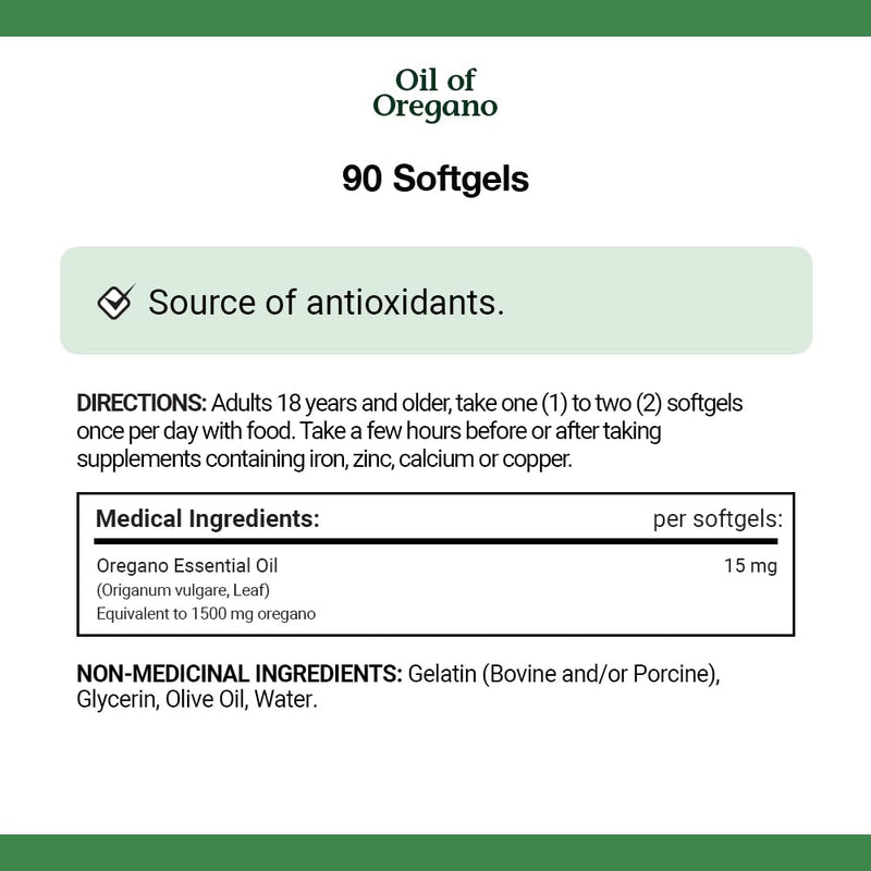[Australia] - Nature's Bounty Oil of Oregano 1500 mg 90 Liquid Softgels (Packaging May Vary) 