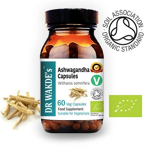 DR WAKDE’S Organic Ashwagandha Capsules (Withania somnifera), 60 Veg Caps, Plant-Based Supplement, Made in UK, Vegan, All Natural