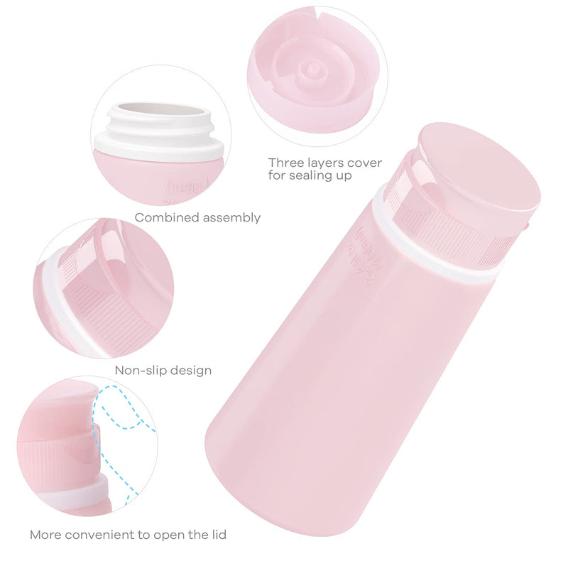 TakeToday Travel Bottles for Toiletries, Tsa Approved 3.4oz Portable Travel Bottles, Collapsible Water Bottles 32oz, Foldable Travel Water Bottle with Straw