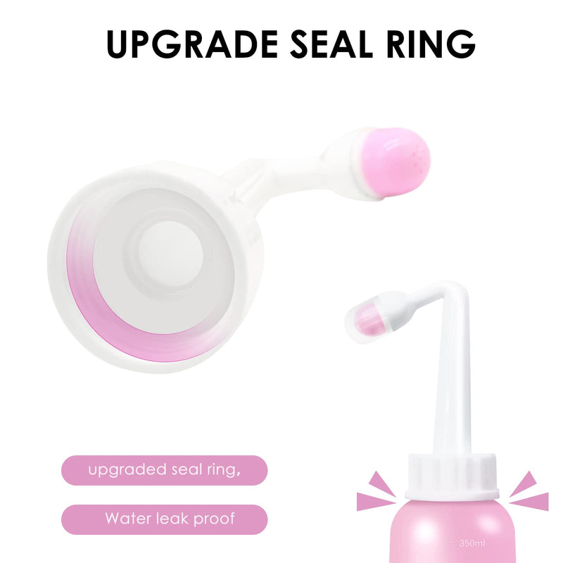 [Australia] - RUFCRIL Mini Peri Bottle, 350ml Portable Travel Bidet with Extra Ring and Carry Bag, TPE Material for High Temperature Resistance, Essentials for Postpartum Perineal Care,Hemorrhoid Treatment, Pink 