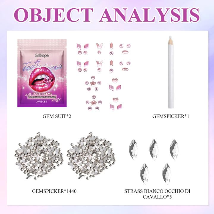 [Australia] - Tooth jewellery, tartar jewellery, tooth jewelery set, tooth stones, tooth crystal, tartar tooth decorations, shining smile DIY tooth gem kit, with rhinestones and horse eye drill 