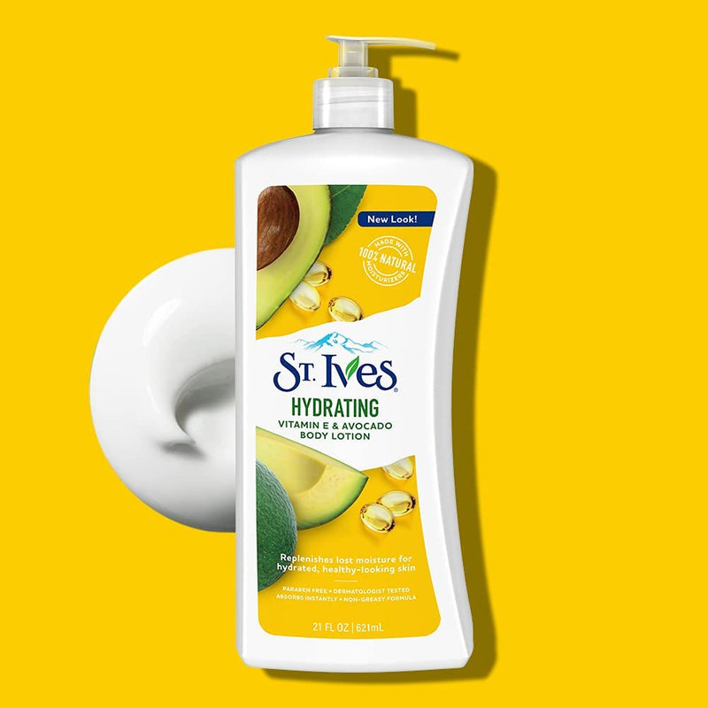 St. Ives Hydrating Body Lotion, Vitamin E and Avocado, 21 oz